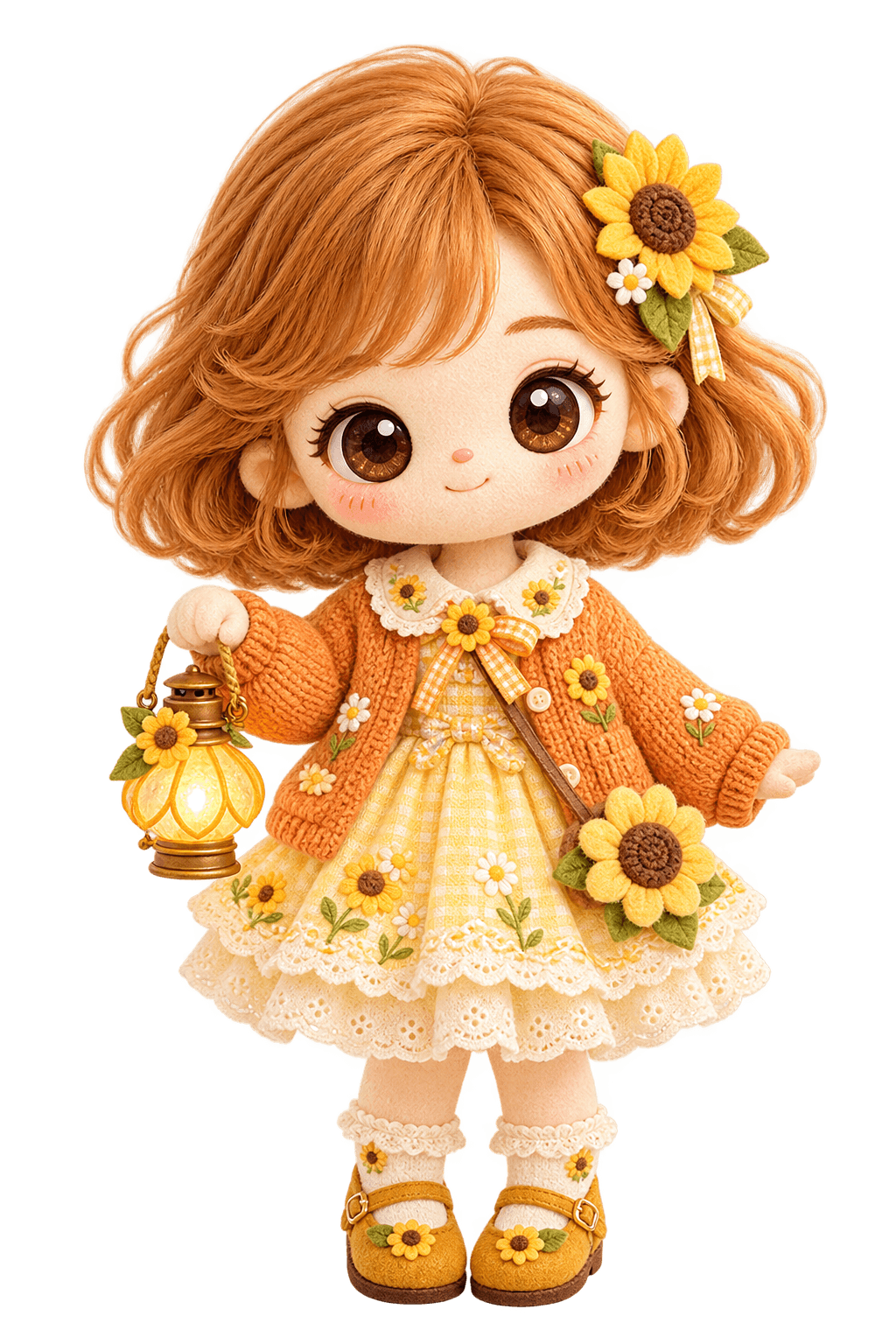 Fire Saju doll in a bright first-impression scene