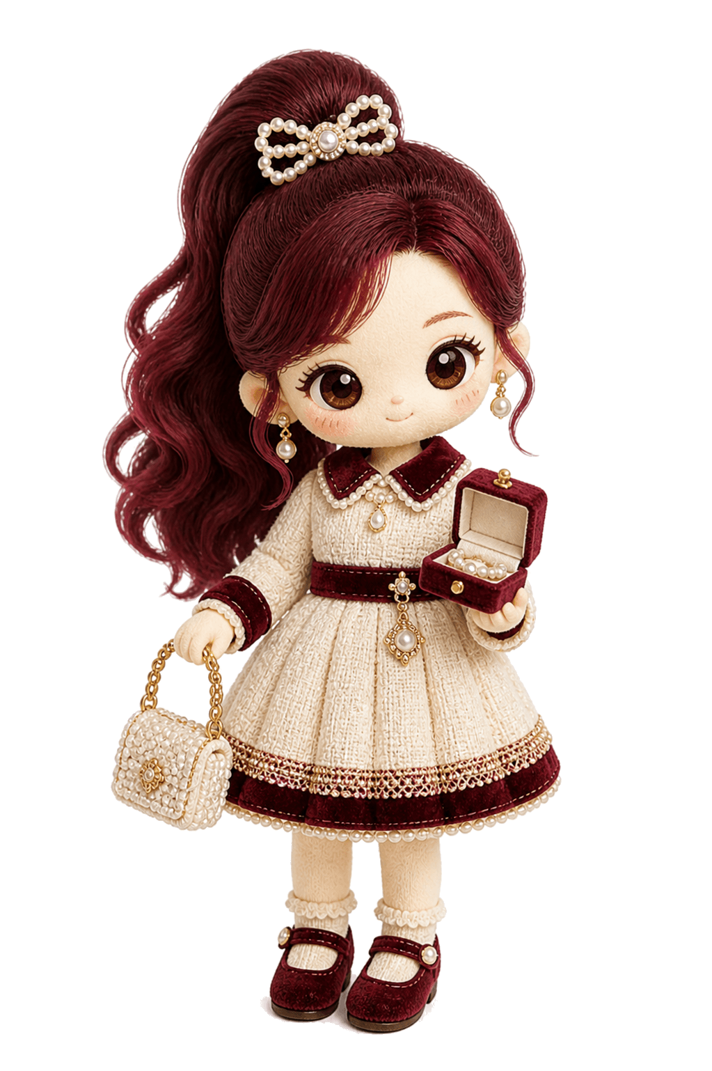 Metal Saju doll with a pearl accessory